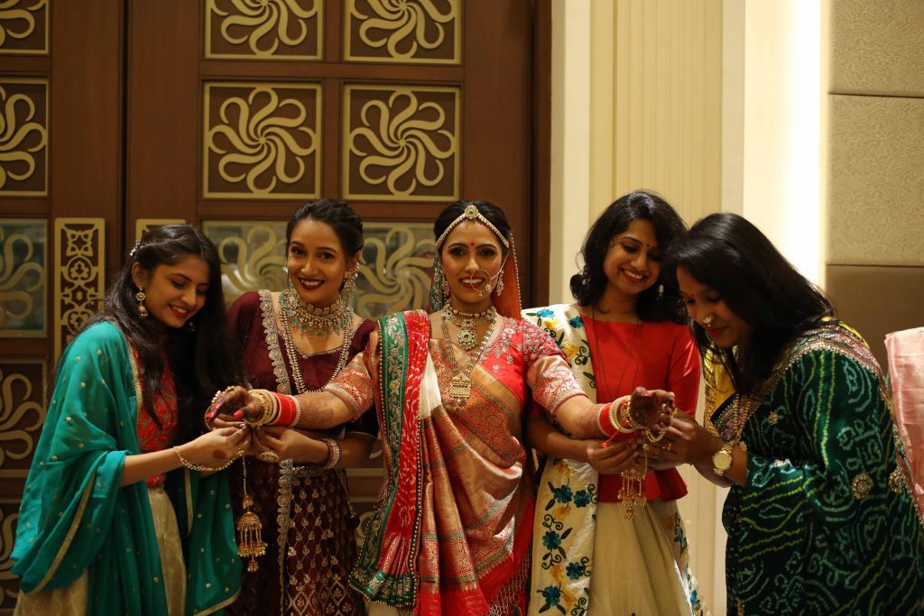 Indian bride & bridesmaids wedding outfits