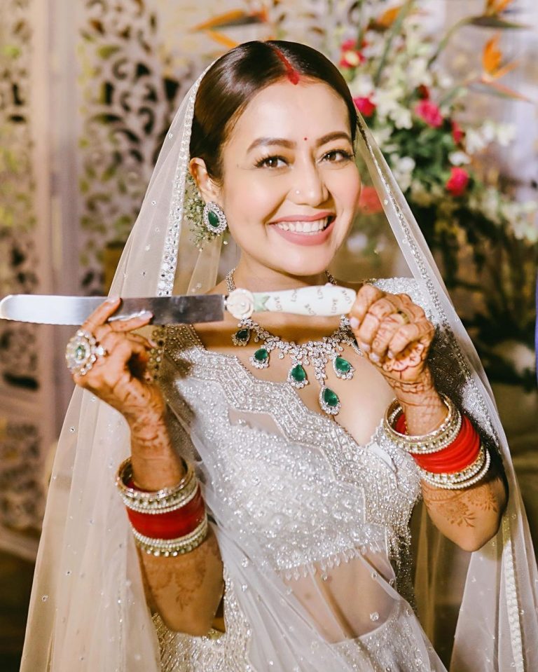 neha kakkar pink lehenga wedding